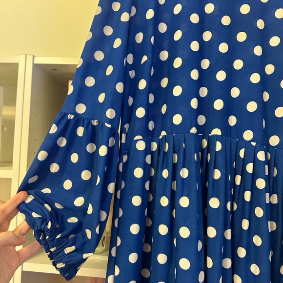 Blue Polka Dot Maxi Dress - Picture 2 of 3